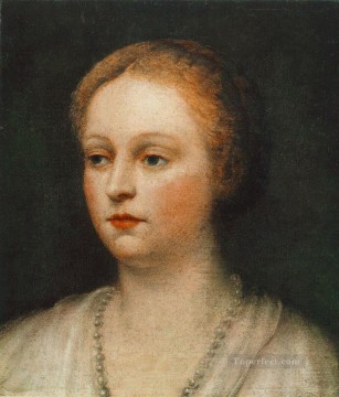  italiano Pintura al %C3%B3leo - Retrato de una mujer Tintoretto del Renacimiento italiano
